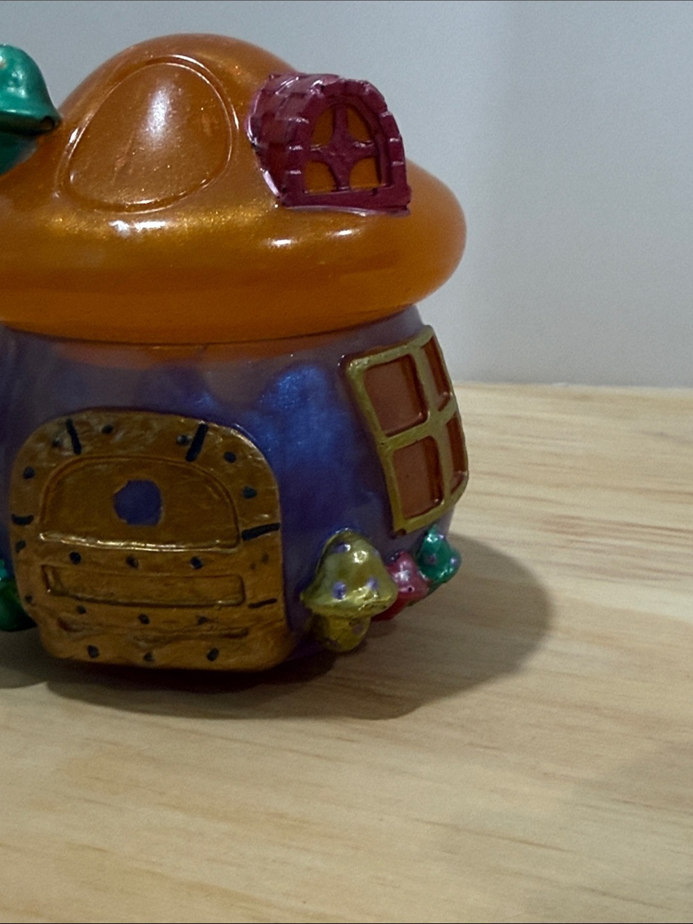 Whimsical Ceramic Mushroom House - Orange & Purple - Picture 10 of 12
